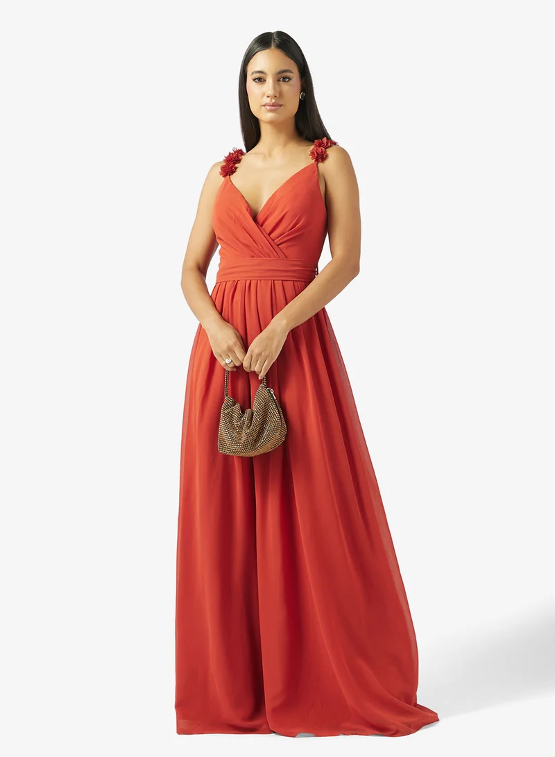 Ella Limited Edition  A-line Dress With Floral Shoulder Strap for Women | Best Price UAE